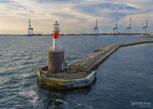 Cranes at Dusk, Harbor Entrance, Aarhus, Denmark